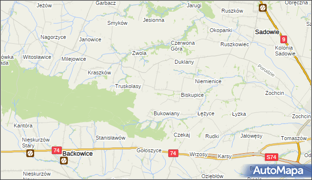 mapa Michałów gmina Sadowie, Michałów gmina Sadowie na mapie Targeo