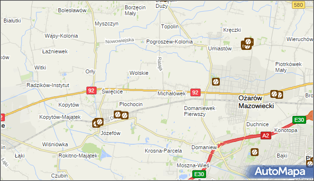 mapa Michałówek gmina Ożarów Mazowiecki, Michałówek gmina Ożarów Mazowiecki na mapie Targeo