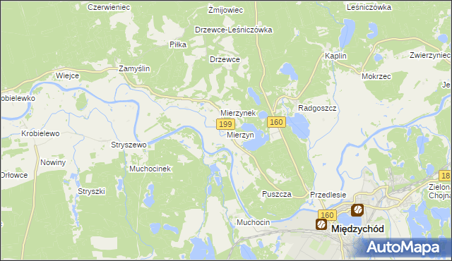 mapa Mierzyn gmina Międzychód, Mierzyn gmina Międzychód na mapie Targeo