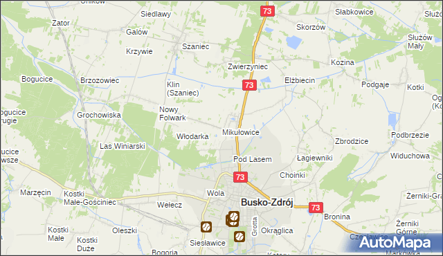 mapa Mikułowice gmina Busko-Zdrój, Mikułowice gmina Busko-Zdrój na mapie Targeo