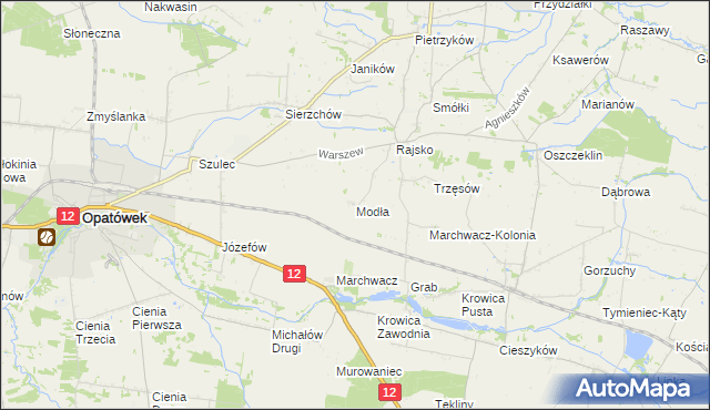 mapa Modła gmina Opatówek, Modła gmina Opatówek na mapie Targeo