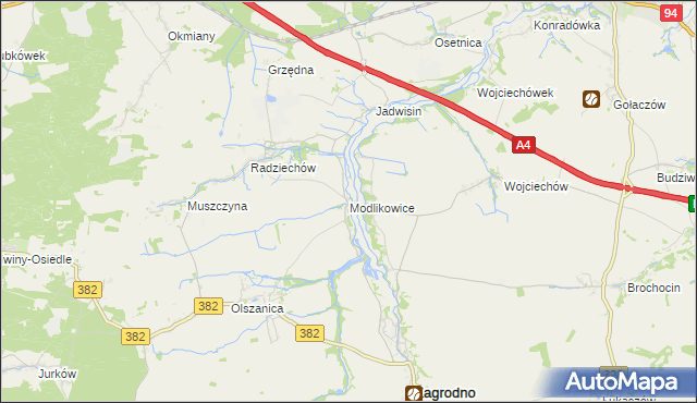 mapa Modlikowice, Modlikowice na mapie Targeo