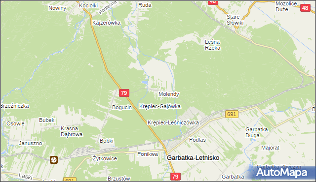 mapa Molendy, Molendy na mapie Targeo