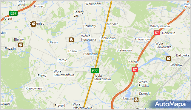 mapa Mroków gmina Lesznowola, Mroków gmina Lesznowola na mapie Targeo