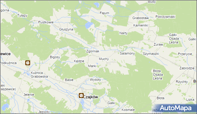 mapa Muchy gmina Czajków, Muchy gmina Czajków na mapie Targeo