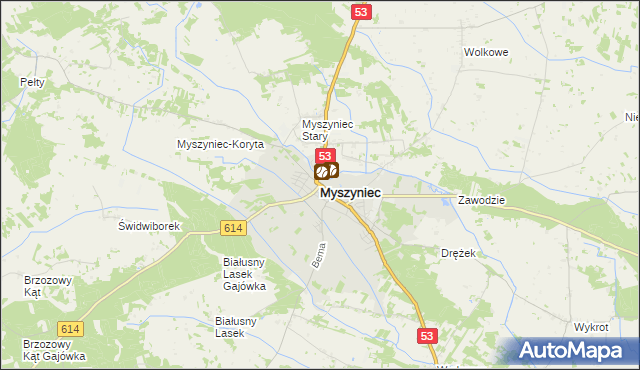 mapa Myszyniec, Myszyniec na mapie Targeo