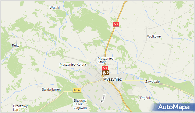 mapa Myszyniec Stary, Myszyniec Stary na mapie Targeo