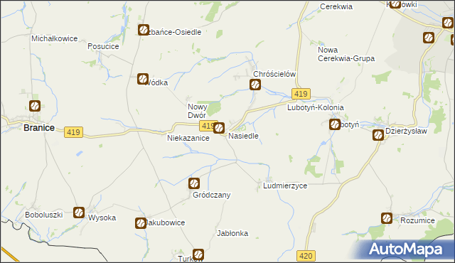 mapa Nasiedle, Nasiedle na mapie Targeo