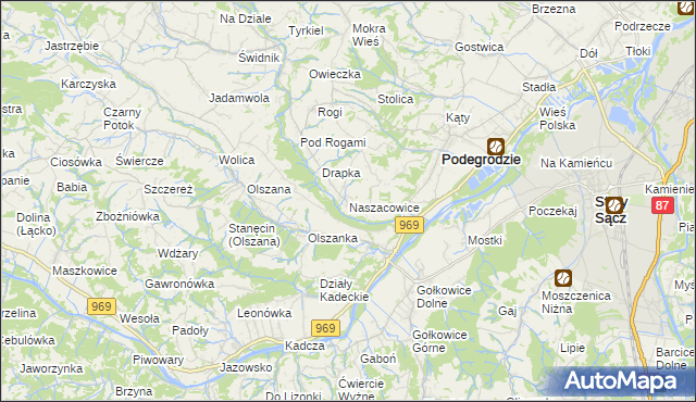 mapa Naszacowice, Naszacowice na mapie Targeo