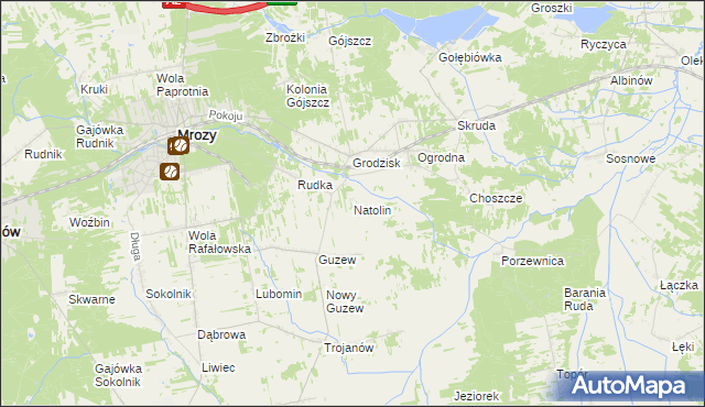 mapa Natolin gmina Mrozy, Natolin gmina Mrozy na mapie Targeo