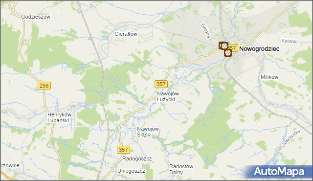 mapa Nawojów Łużycki, Nawojów Łużycki na mapie Targeo