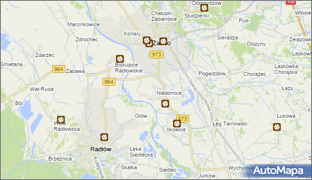 mapa Niedomice, Niedomice na mapie Targeo