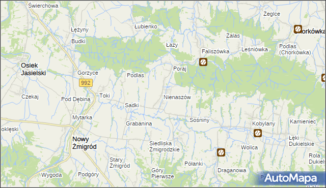 mapa Nienaszów, Nienaszów na mapie Targeo