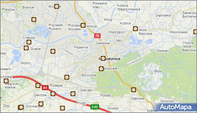 mapa Niepołomice, Niepołomice na mapie Targeo