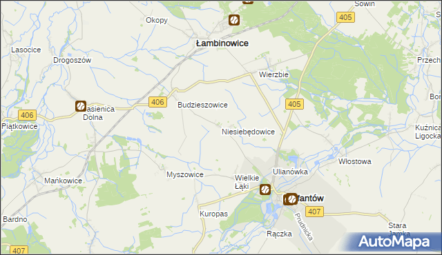 mapa Niesiebędowice, Niesiebędowice na mapie Targeo