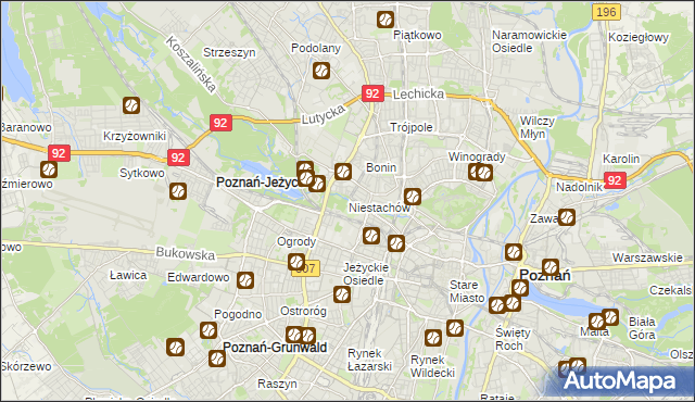 mapa Niestachów gmina Poznań, Niestachów gmina Poznań na mapie Targeo