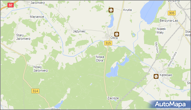 mapa Nowa Obra gmina Wolsztyn, Nowa Obra gmina Wolsztyn na mapie Targeo