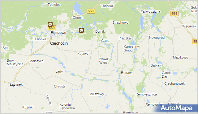 mapa Nowa Wieś gmina Ciechocin, Nowa Wieś gmina Ciechocin na mapie Targeo