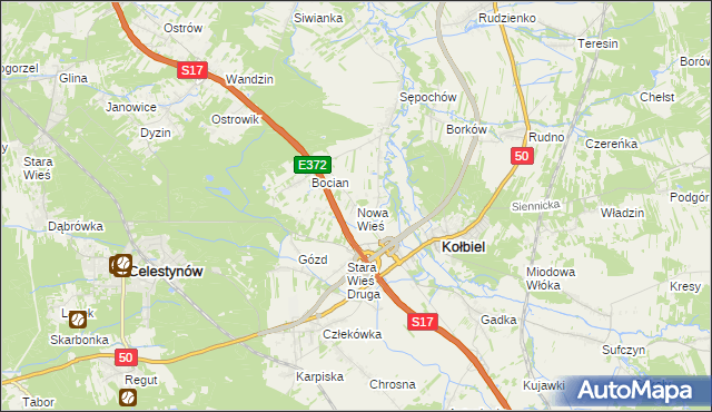 mapa Nowa Wieś gmina Kołbiel, Nowa Wieś gmina Kołbiel na mapie Targeo
