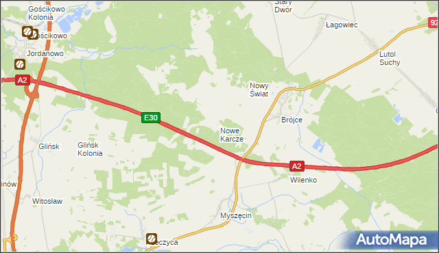 mapa Nowe Karcze, Nowe Karcze na mapie Targeo