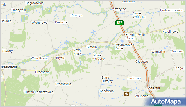 mapa Nowe Olszyny, Nowe Olszyny na mapie Targeo