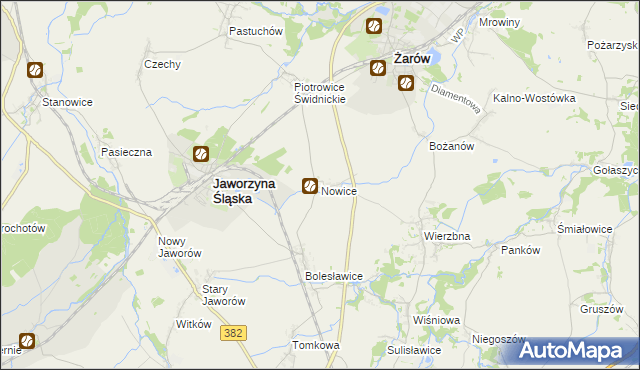 mapa Nowice gmina Jaworzyna Śląska, Nowice gmina Jaworzyna Śląska na mapie Targeo