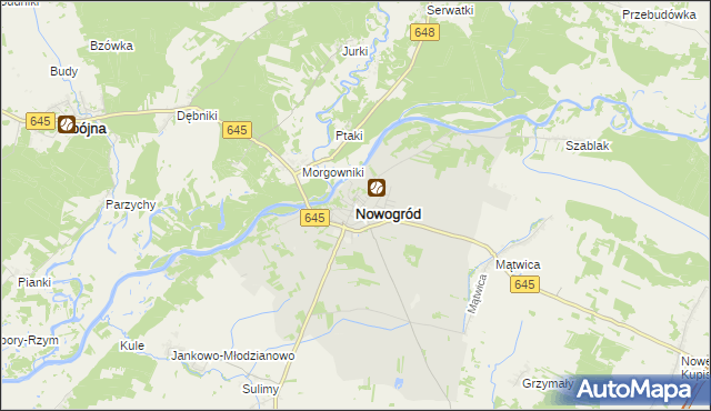 mapa Nowogród powiat łomżyński, Nowogród powiat łomżyński na mapie Targeo