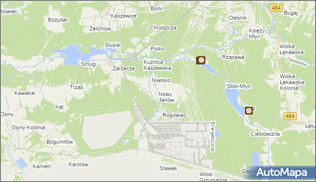 mapa Nowy Janów gmina Kluki, Nowy Janów gmina Kluki na mapie Targeo
