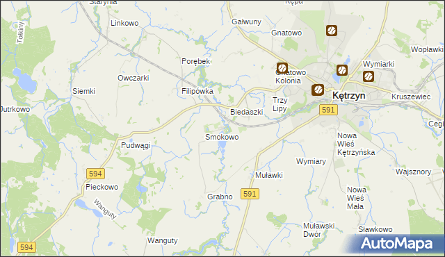 mapa Nowy Młyn gmina Kętrzyn, Nowy Młyn gmina Kętrzyn na mapie Targeo