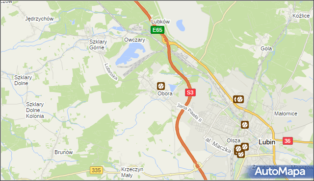 mapa Obora gmina Lubin, Obora gmina Lubin na mapie Targeo