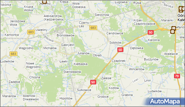 mapa Obręb gmina Góra Kalwaria, Obręb gmina Góra Kalwaria na mapie Targeo