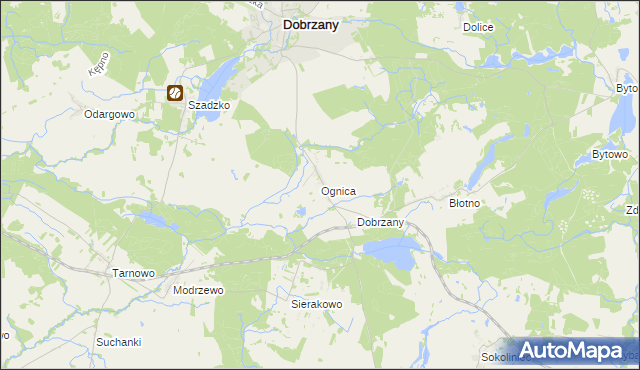 mapa Ognica gmina Dobrzany, Ognica gmina Dobrzany na mapie Targeo