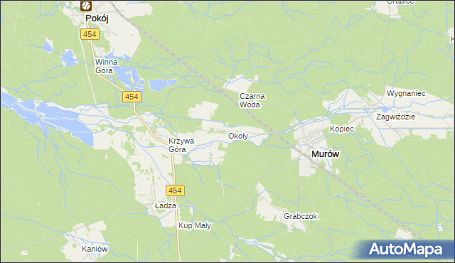 mapa Okoły gmina Murów, Okoły gmina Murów na mapie Targeo