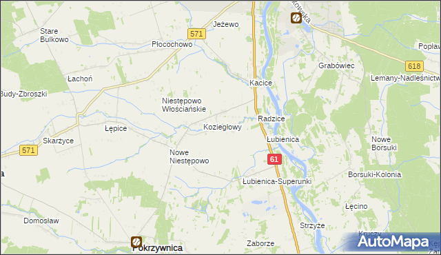 mapa Olbrachcice gmina Pokrzywnica, Olbrachcice gmina Pokrzywnica na mapie Targeo