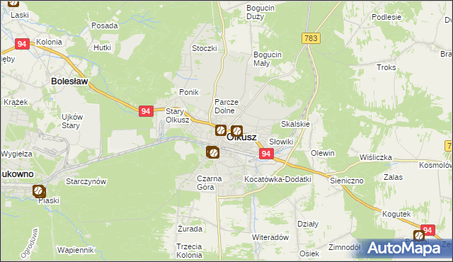 mapa Olkusz, Olkusz na mapie Targeo