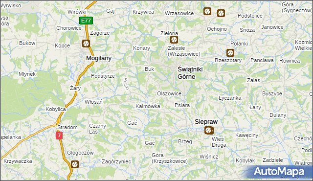 mapa Olszowice, Olszowice na mapie Targeo