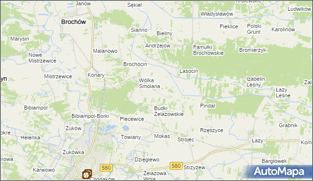 mapa Olszowiec gmina Brochów, Olszowiec gmina Brochów na mapie Targeo