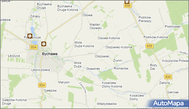 mapa Olszowiec gmina Bychawa, Olszowiec gmina Bychawa na mapie Targeo