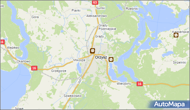 mapa Orzysz, Orzysz na mapie Targeo