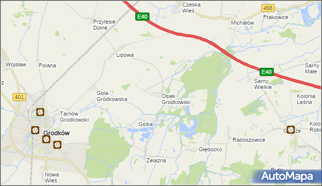 mapa Osiek Grodkowski, Osiek Grodkowski na mapie Targeo