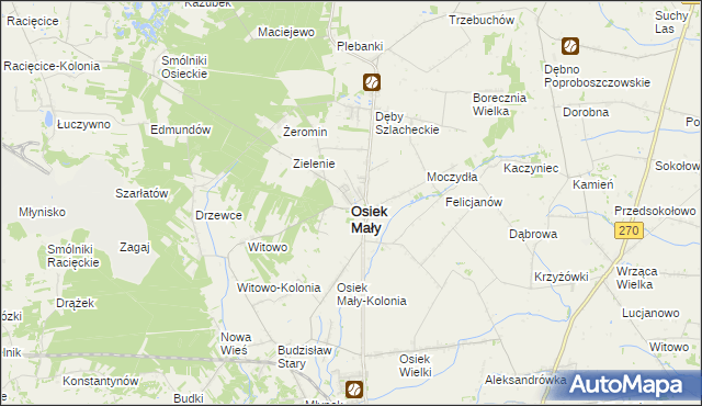 mapa Osiek Mały powiat kolski, Osiek Mały powiat kolski na mapie Targeo