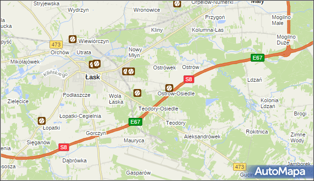 mapa Ostrów-Osiedle, Ostrów-Osiedle na mapie Targeo