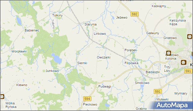 mapa Owczarki gmina Kętrzyn, Owczarki gmina Kętrzyn na mapie Targeo