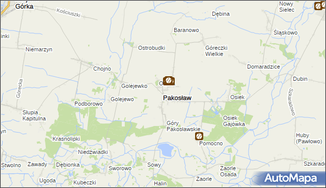 mapa Pakosław powiat rawicki, Pakosław powiat rawicki na mapie Targeo