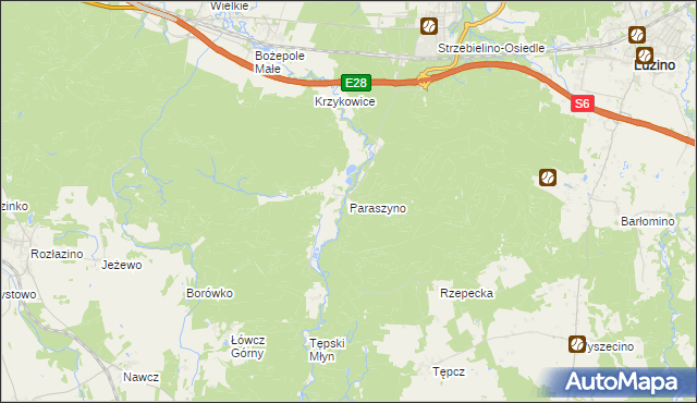 mapa Paraszyno, Paraszyno na mapie Targeo