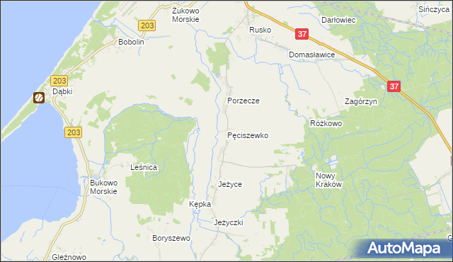 mapa Pęciszewko, Pęciszewko na mapie Targeo