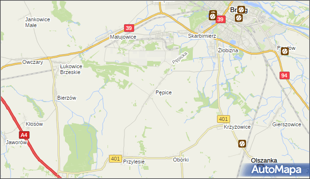 mapa Pępice gmina Skarbimierz, Pępice gmina Skarbimierz na mapie Targeo