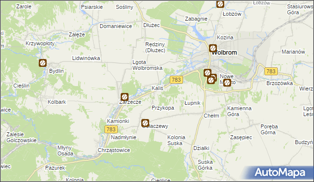 mapa Piaski gmina Wolbrom, Piaski gmina Wolbrom na mapie Targeo