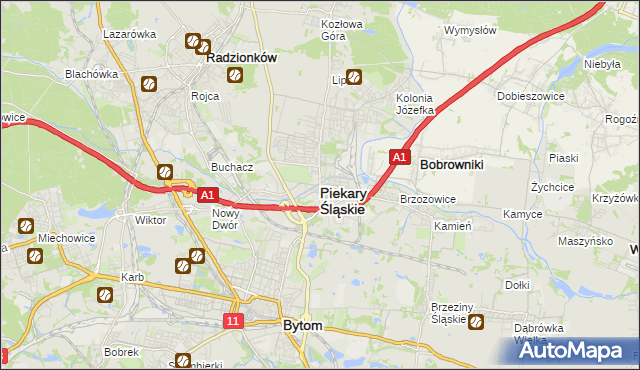 mapa Piekary Śląskie, Piekary Śląskie na mapie Targeo