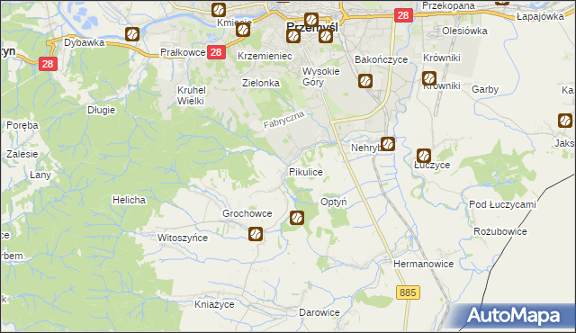 mapa Pikulice, Pikulice na mapie Targeo